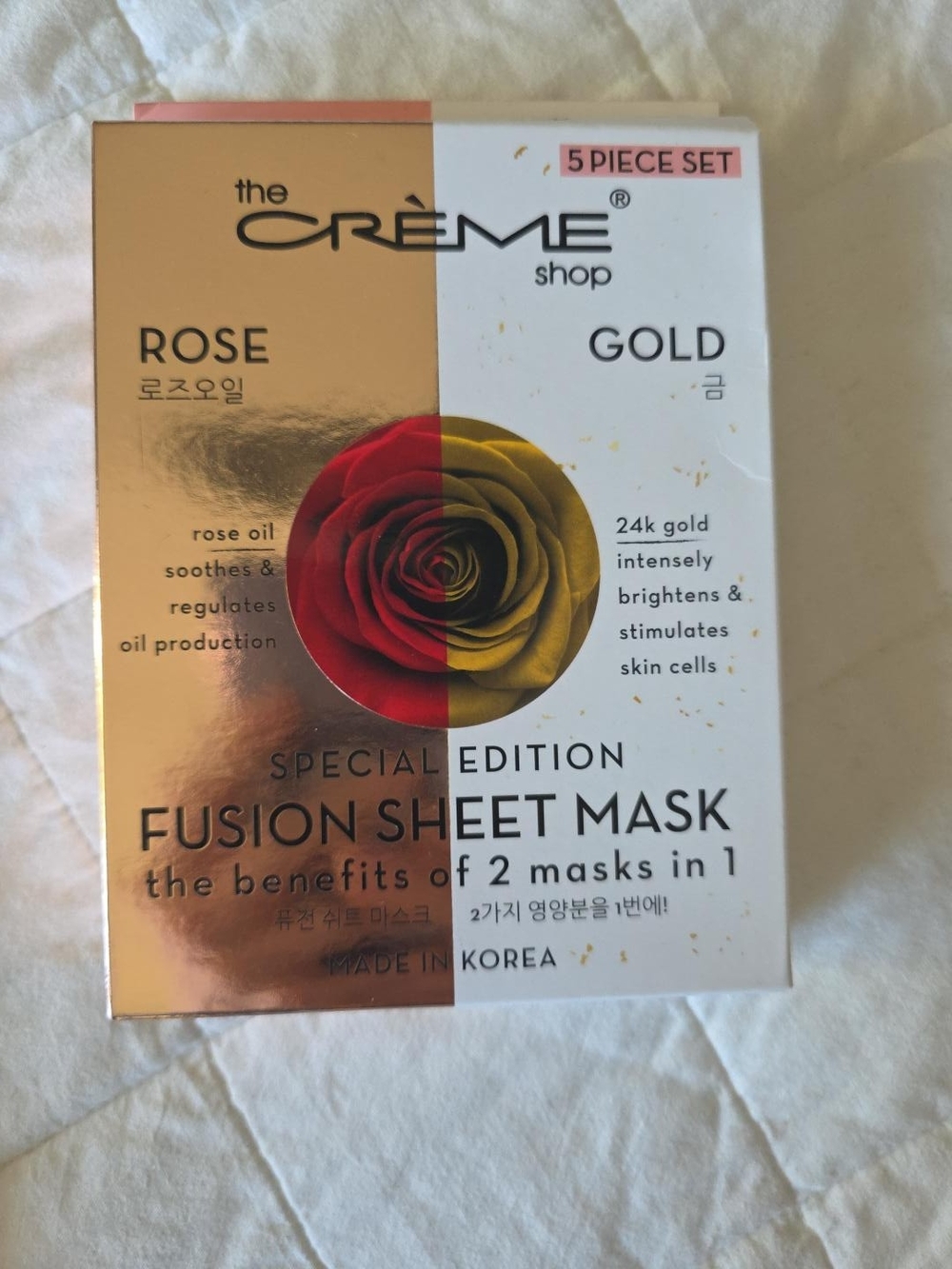 The Crème Shop Rose & Gold Fusion Sheet Mask Set of 5 Korean Skincare NEW